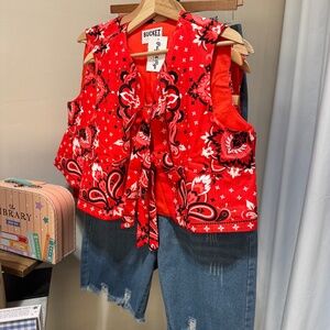 Paisley Printed Tie Front Vest